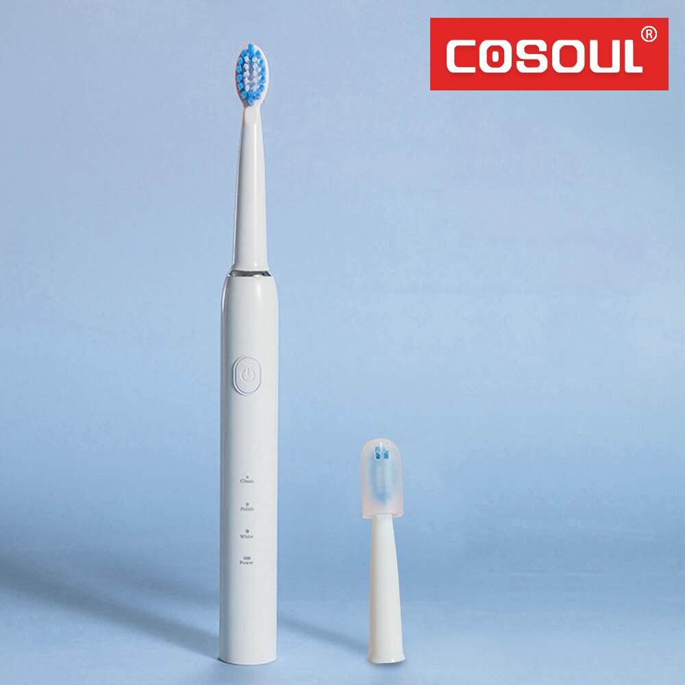 Brosse à dents électrique sonique, 3 Modes recommandés par le dentiste, nettoyage, blanchiment, soins, automatique, Rechargeable par USB, étanche: T1White1Head
