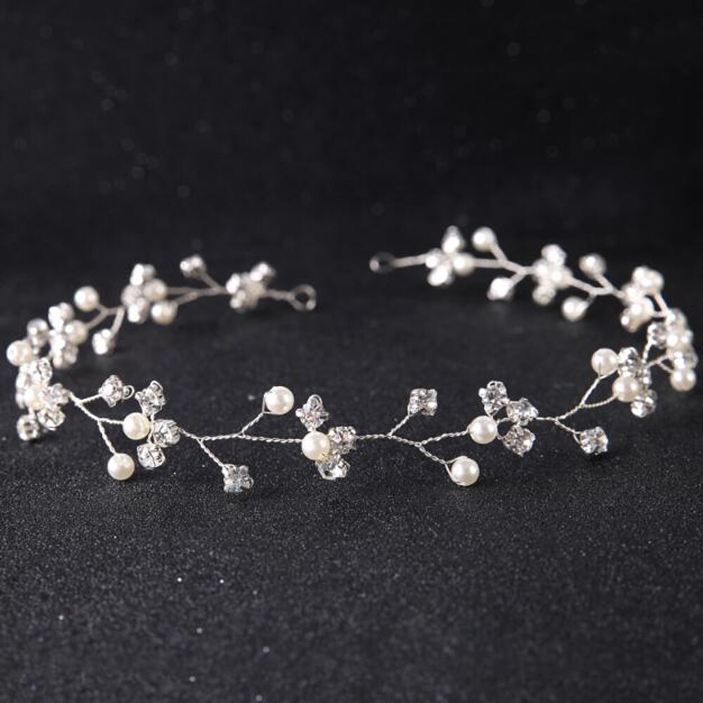 Bandeau diadème de mariage avec strass en argent et or, accessoires pour cheveux, bijoux de mariée: Argent