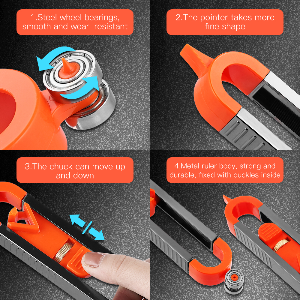 Contour Gauge With Lock Profile Scribing Ruler Precise Measure Woodworking Floor Tile Drawing Tool Metal Carpenter Gauge