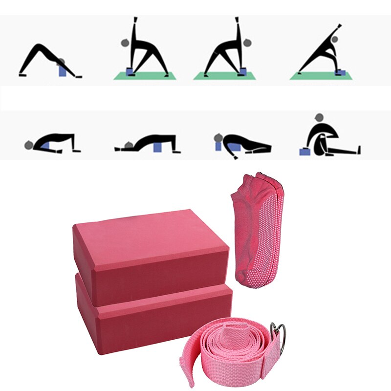 Ensemble de blocs de yoga, ceinture de fitness eva pilates, ceinture d'étirement, équipement de fitness pour l'entraînement: Default Title