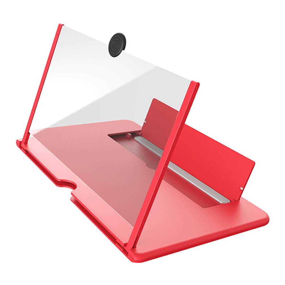 12 inch 3D Mobile Phone Screen Magnifier HD Video Amplifier with Foldable Holder Magnifying Glass Smart Phone Stand Bracket: Red / 10 inch