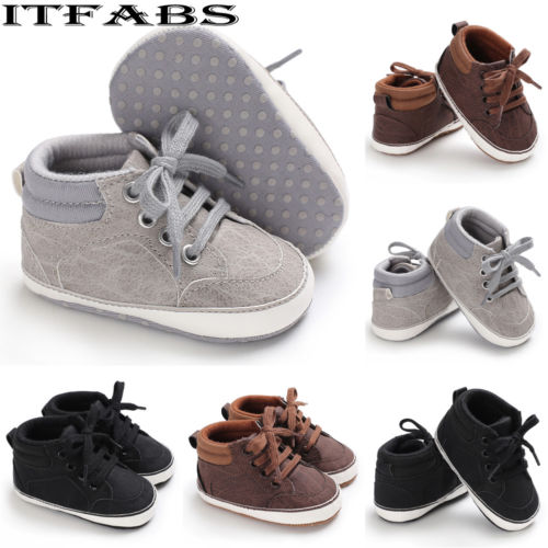 Nyfödd baby barn flicka pojkar söt bomull första gångare snörskor sneakers skor