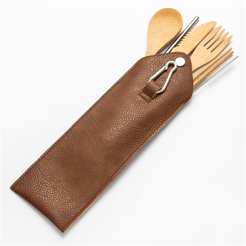Resebestick set utomhus bambu servis set bestick trä bestick redskap kök inkluderar kniv gaffel sked set för picknick