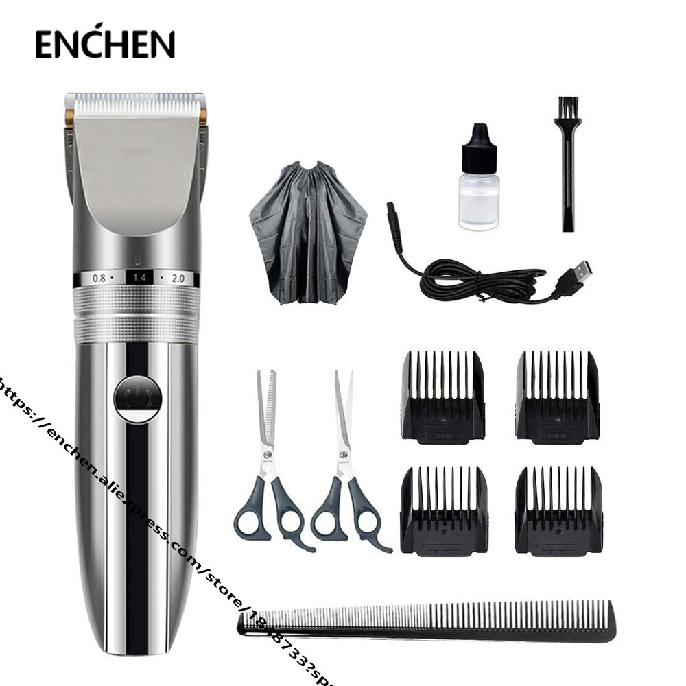 Enchen Mannen Kids Tondeuse Kapper Professionele Cordless Clipper Usb Snelle Lading Kapsel Machine Keramische Blade Baard Trimmer: Yw H1 Set2
