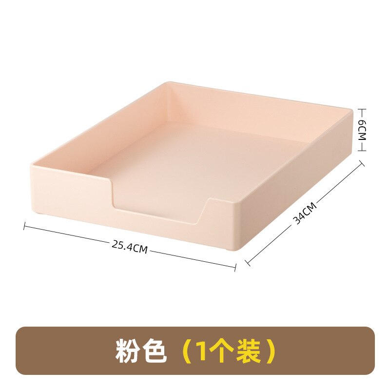 1pcs Desktop File Tray Organizer Document Paper Organizer Rack Plastic Book Shelf Storage Holder Office Stationery Storage Box: pink-1pcs