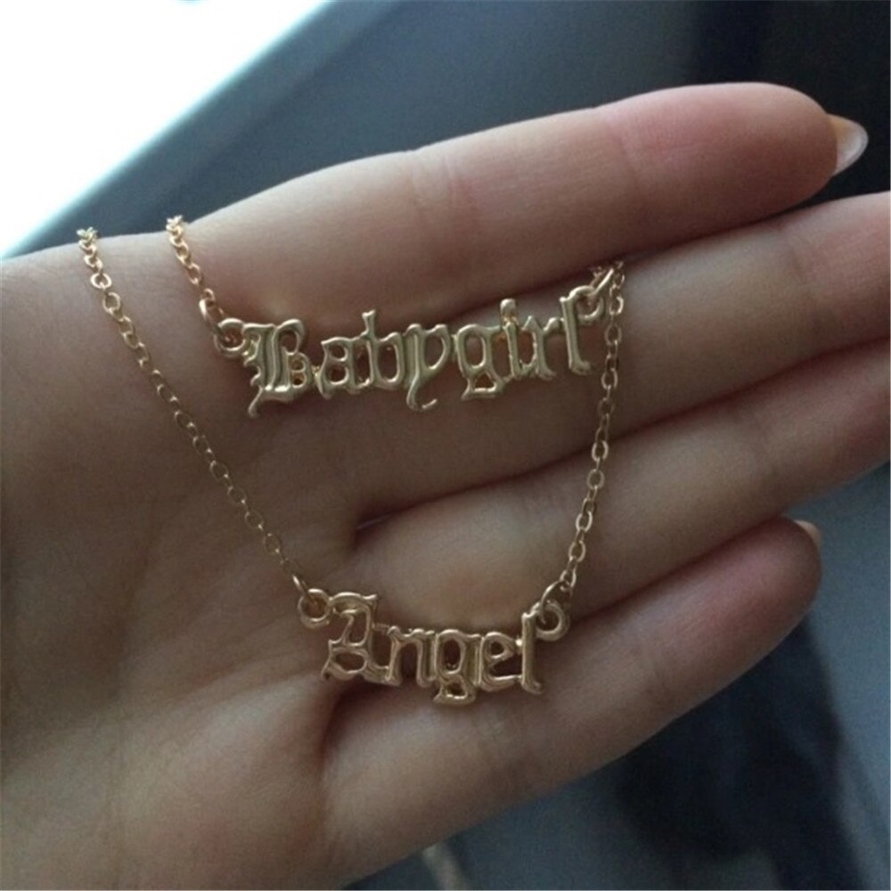 Mode-sieraden Gold Babygirl Brief Ketting Naam Hangers Mooie Voor De Moeder