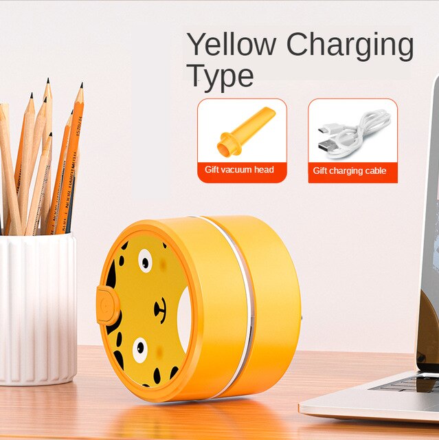USB Mini Vacuum Cleaner Portable Desktop Dust Cleaner Classroom Table Desk Sweeper Handheld Home PC Keyboard Vacuum Cleaner: Yellow