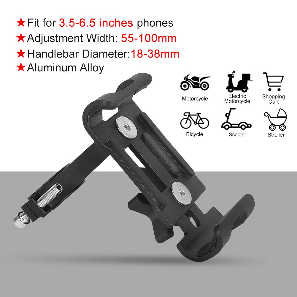 Aubtec Motorcycle Mtb Fiets Stuur Mount Mobiele Telefoon Houder Gps Fiets Telefoon Houder Fiets Accessoires: Black Fixed