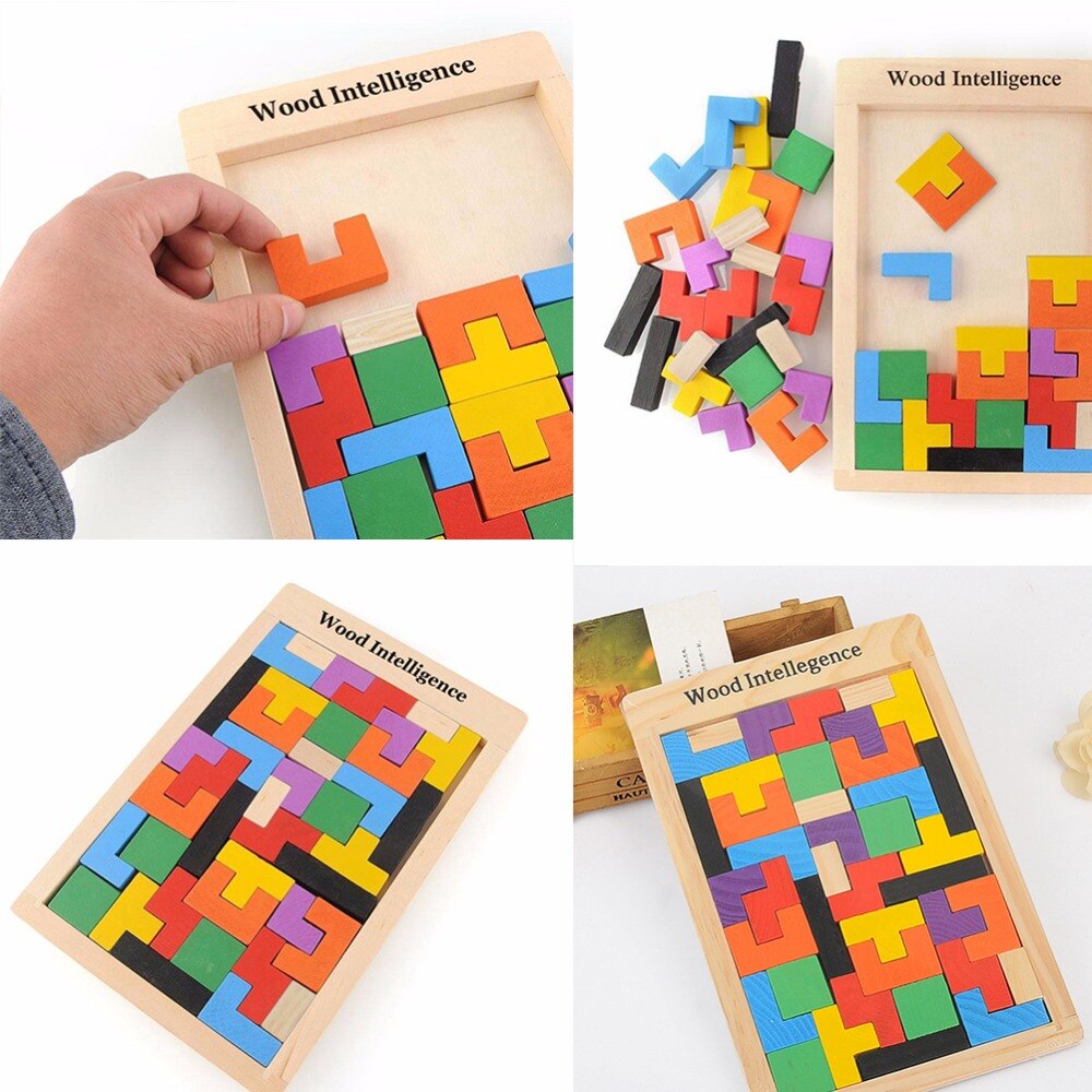 1 Set Wooden Toys For Kids Tangram Brain Teaser Pu... – Grandado