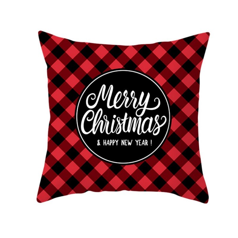 17.7in Double face décoratif thème de noël à carreaux jeter taie d'oreiller rouge vert noir Plaid taie d'oreiller pour la maison: 4
