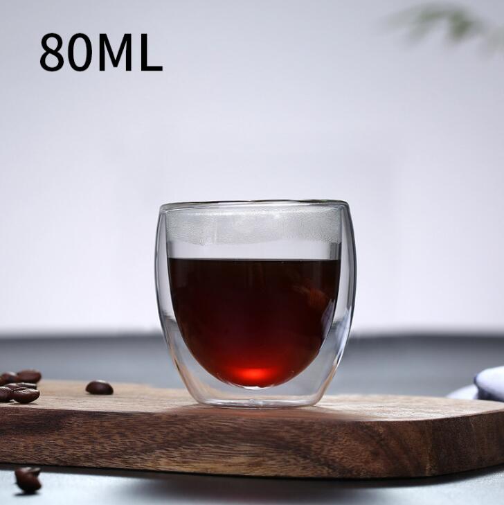 Heat Resistant Double Wall Glass Cup Beer Coffee Cups Drink Mug Tea Mugs Home Office Transparent Drinkware: A 80ml