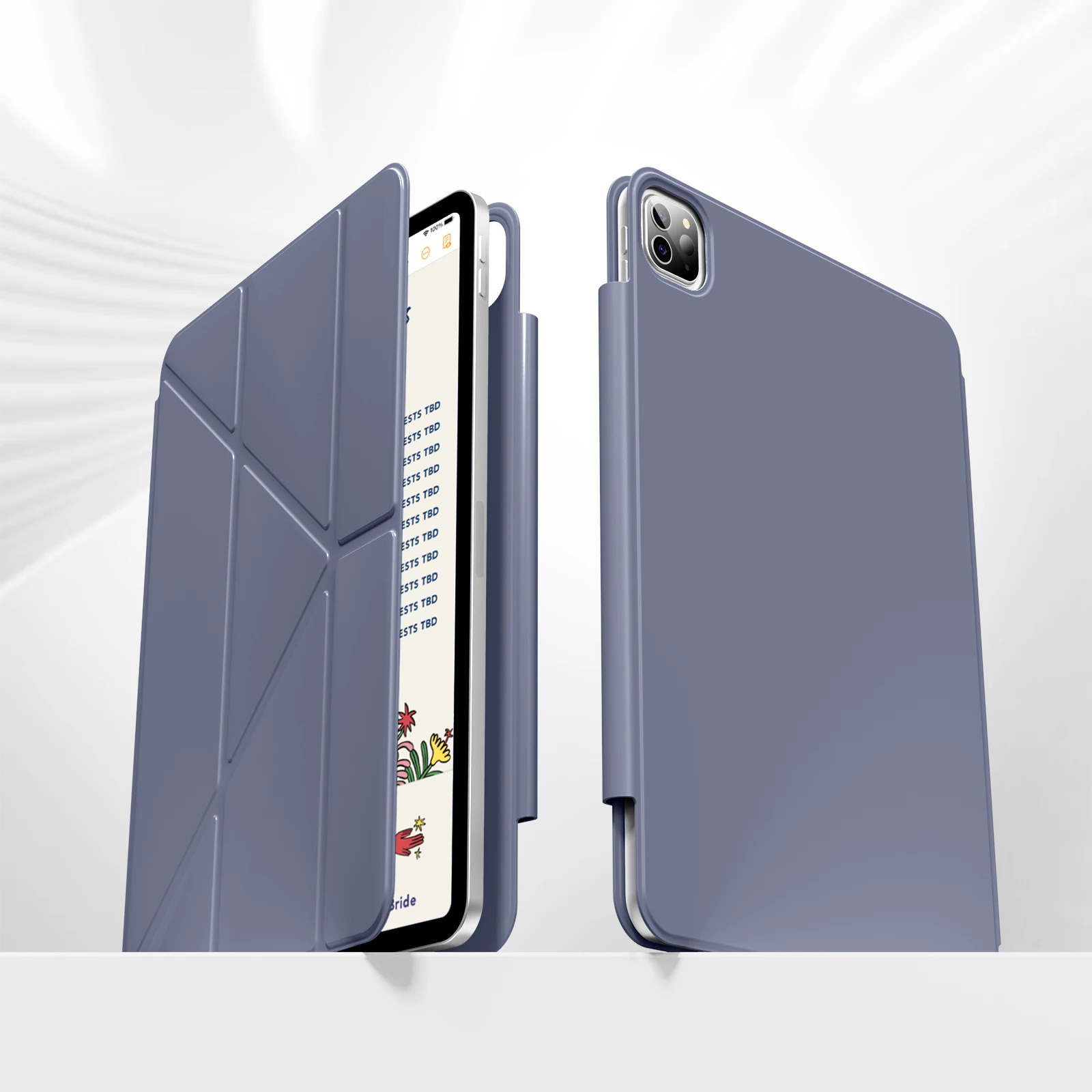 Magnetic for iPad Pro 11 13 inch, Pro 12.9 Air 11 Air4/5 10.9 With Magnetic Detachable Y-Shaped Folding Cover: seventeen / PURPLE
