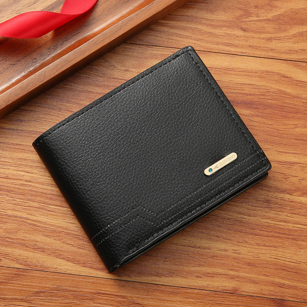 Men's Short Wallet PU Leather Thin Men Coin Pocket Korean Multi-function Leather Purse Shopping Credit ID Cards Holders: Khaki