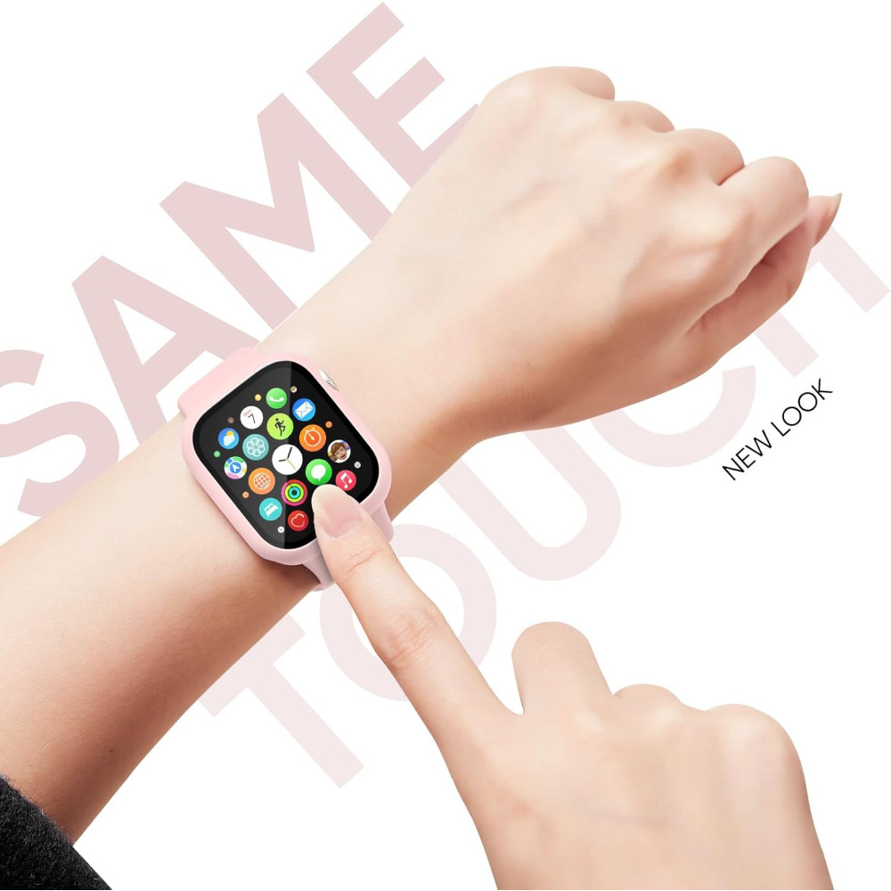 Band + hoesje voor Apple Watch Band 40 mm 41 mm 44 mm 45 mm Screenprotector Siliconen sportarmband voor iWatch Series 9 8 7 SE 6 5 4