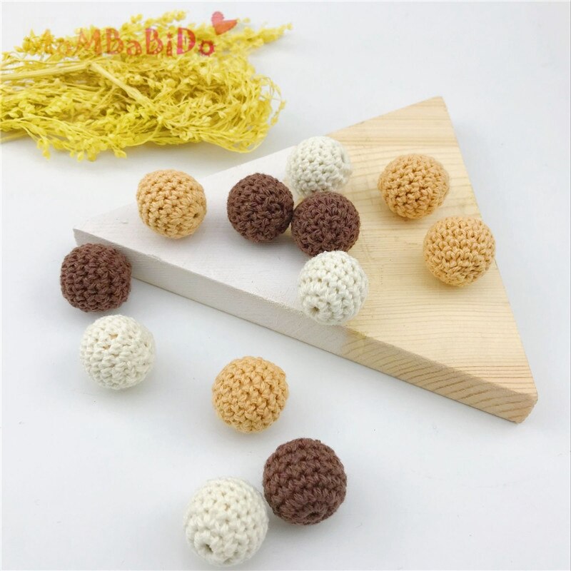 16-20mm Baby Ronde Houten Kralen Gehaakte Kleur Mix Bal 50 Stks Hout Bijtring Decoratie Rammelaar Toy accessoires Beste