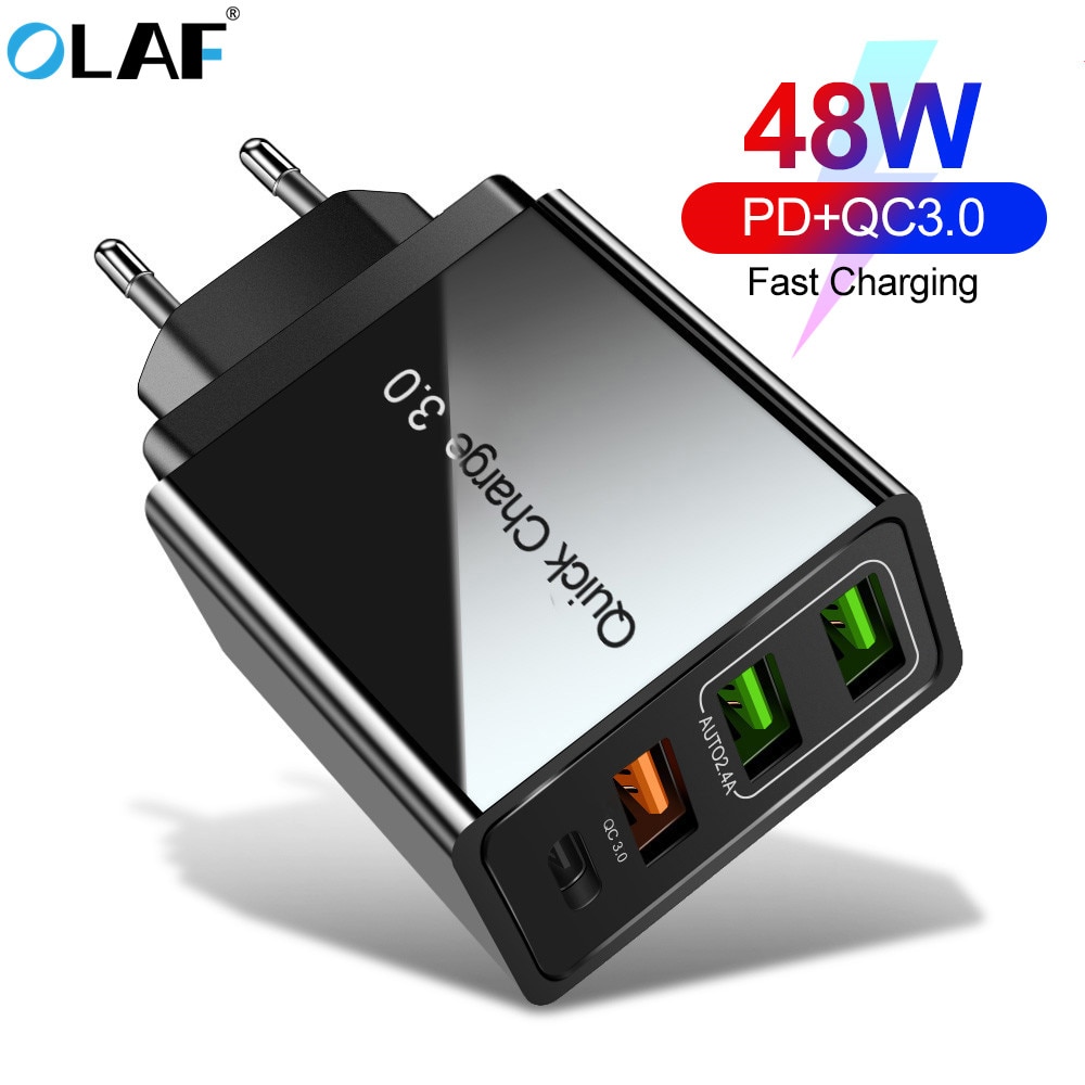 48W USB Quick Charge 3.0 PD Type C USB Charger for Samsung iPhone Tablet QC 3.0 Fast Wall Charger US EU UK Plug Adapter