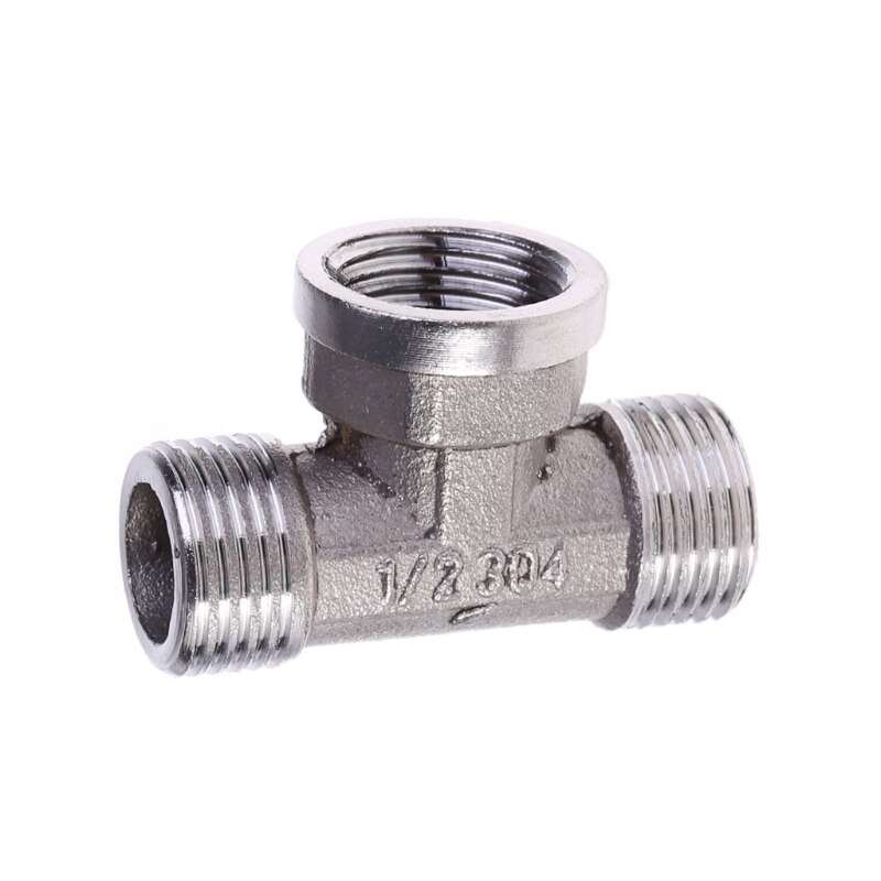 G1/2\" Tee 3 Way Plumping Pipe Fittings Stainless Steel T type Threaded Valve J0PE: 2
