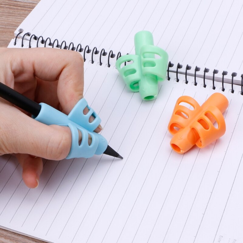 3Pcs Two-finger Grip Silicone Baby Pencil Holder Learn Writing Tools Writing Pen Support