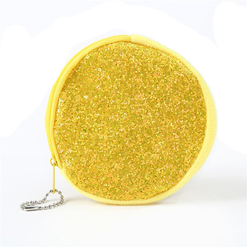 Women Mini Coin Bag Sequined Wallet Bag Card Bag Wallet Zero Children's Bag Key Case Party Evening Headphone Storage Bag: yellow circle