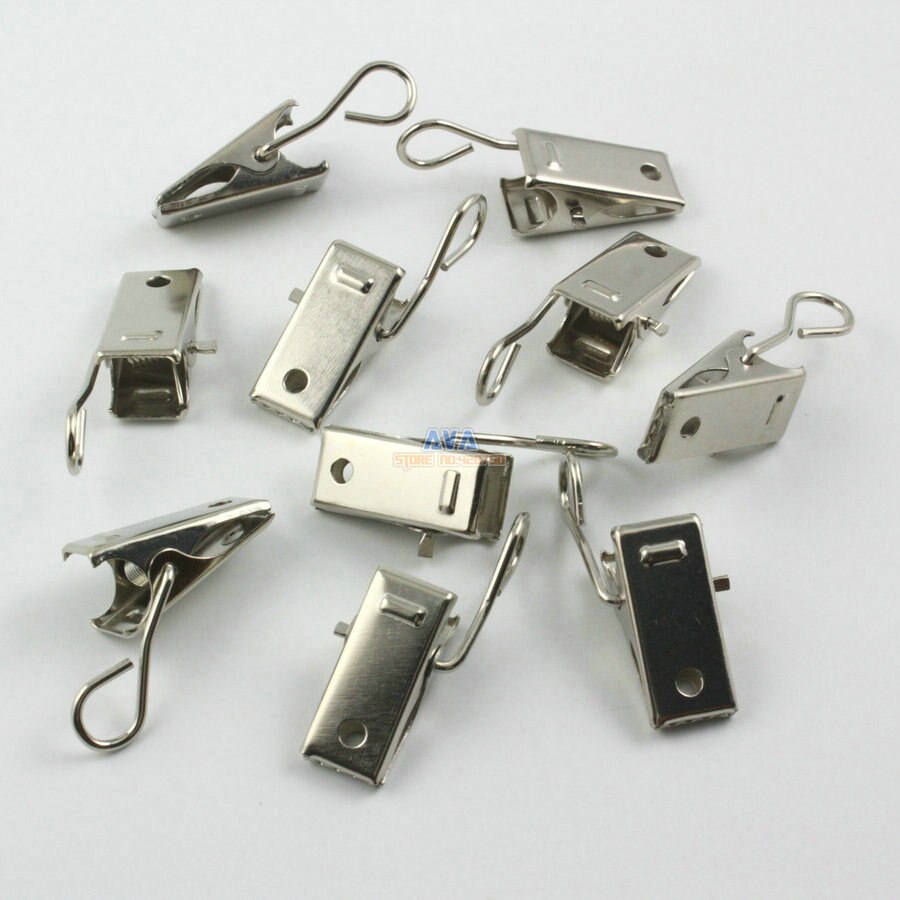 50 Pieces 37x10mm Silver Hook Clips for Curtain Drapery