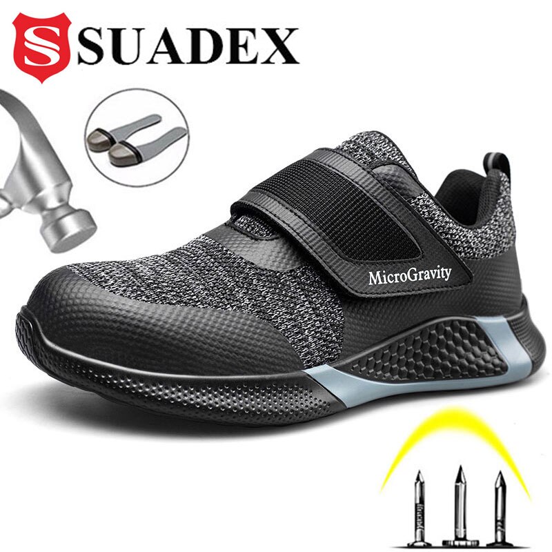 Suadeex herre sikkerhedssko stål tå konstruktion beskyttende fodtøj letvægts stødsikker arbejdssikkerhed sneakers størrelse 37-48