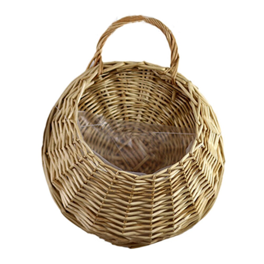 Cesta de mimbre Natural para colgar en la pared, maceta para flores, cesta de ratán, contenedor de almacenamiento para decoración del hogar y jardín: C