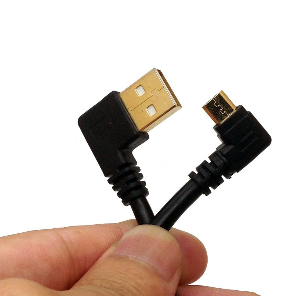 1m USB 2.0 A Left Angle Male to Micro B 5Pin Right Angle Data Sync Charge Cable