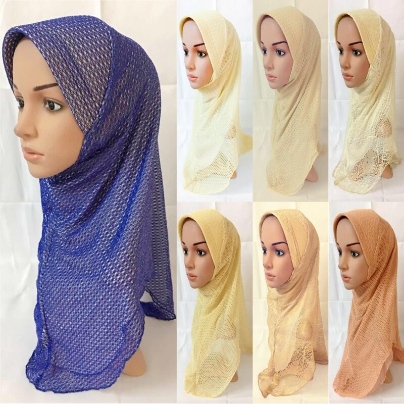 Muslim Spitze Amira Hijab wickeln Kopftuch Schal Mütze Islamischen Ramadan Ein Stück Headcover Frauen Turban Motorhaube Headwear Jilbab