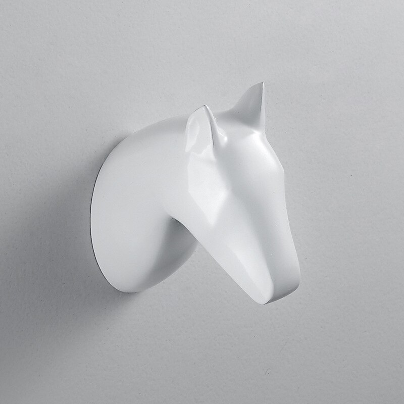 Hertenkop enkele kledinghaak dierenhaak wanddecoratie kapstok huisdecoratie eenvoudig hert paard olifant: Wit paardenhoofd