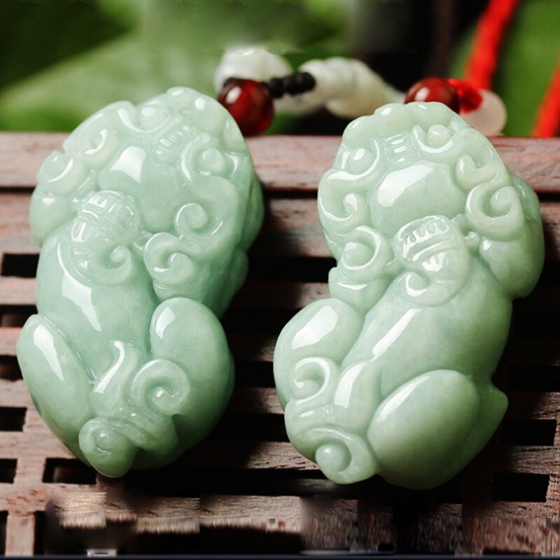 Genuine Natural Jade Jadeite Lucky Pixiu Pendant Necklace Men Women Burma Jadeite Pi Xiu Charms Jewellery Amulet