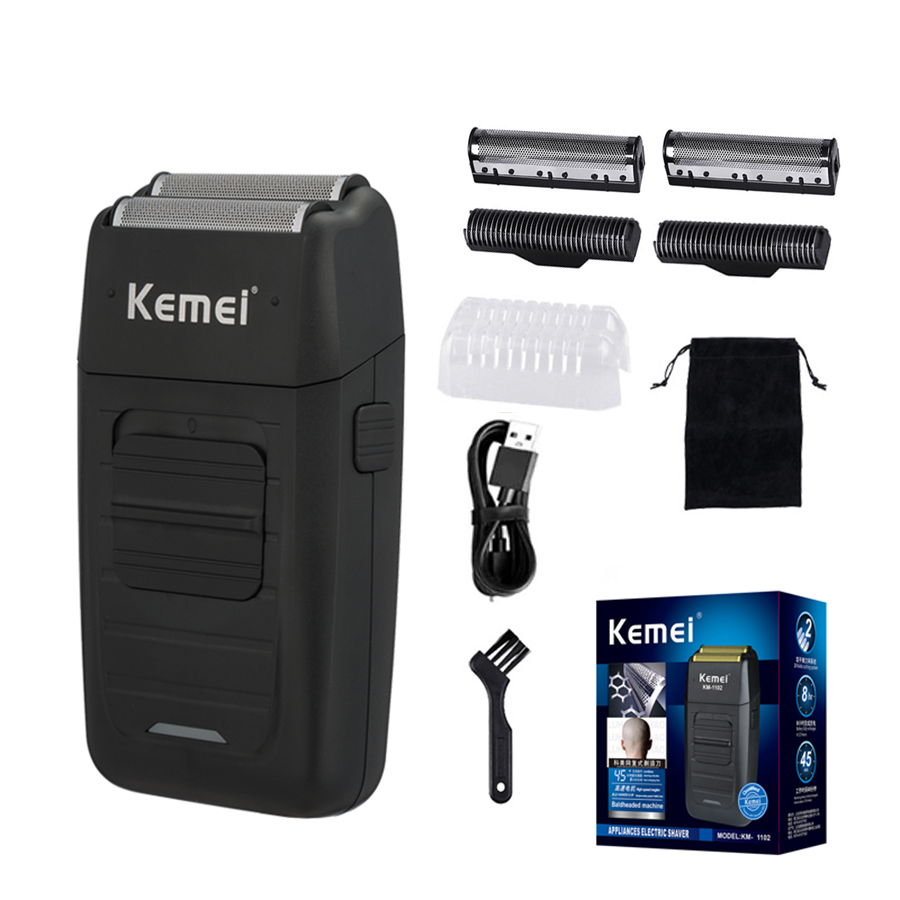 Kemei 1102 Electric Shaver Men Electric Razor Rechargeable Floating Beard Shaver Hair Trimmer Face Care Shaving Machine: Orange
