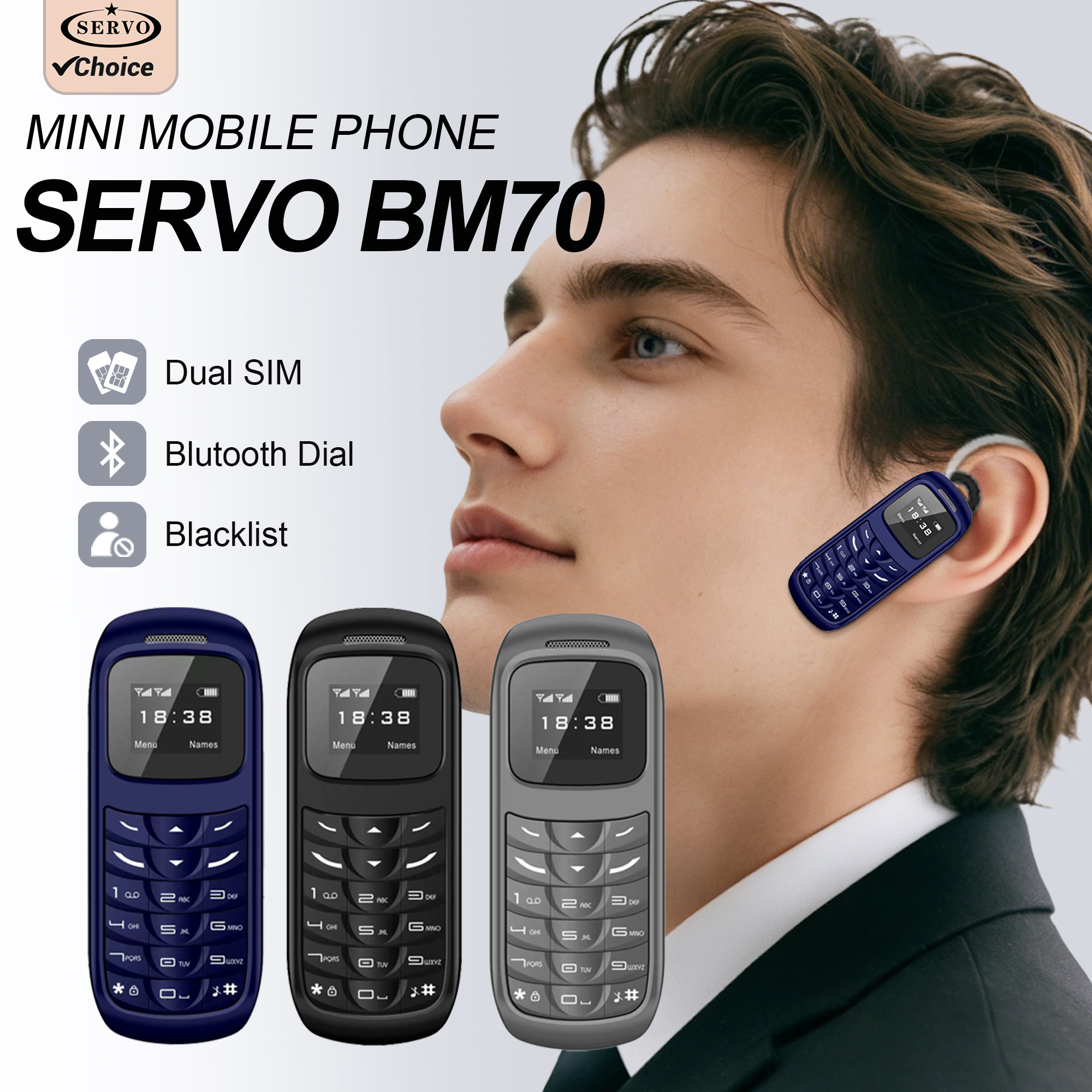 Mini mobiele telefoon Dubbele kaarten Bluetooth-oproep Lage straling Mobiele telefoon Opname Wekker Blacklist Kleine telefoon voor sport