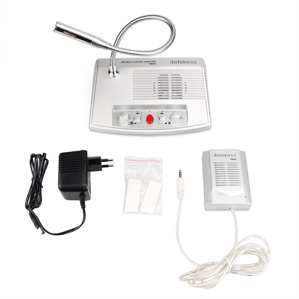 Retekess TW101 3W Venster Intercom Systeem Speaker Bank Office Station Twee Weg Intercommunication Microfoon Met Anti-diefstal Glas