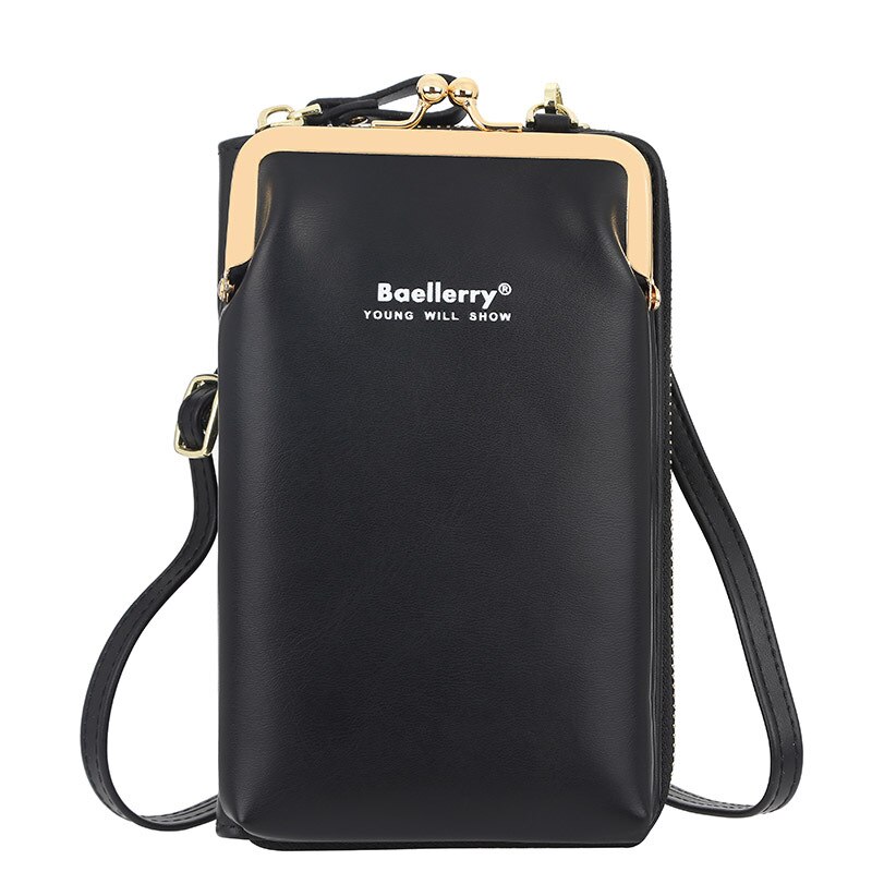 Baellerry Vrouwen Schoudertassen Multicolor Mobiele Telefoon Tassen Voor Vrouwen Effen Kleur Vrouwelijke Crossbody Tas Bolsa Messenger Handtas: black