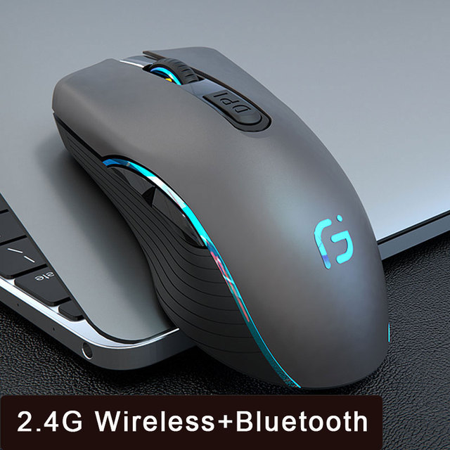 Wireless Bluetooth mouse charging dual-mode ergonomic mouse 2400 DPI is suitable for silent wireless mouse of computer notebook.: Dual Mode Grey