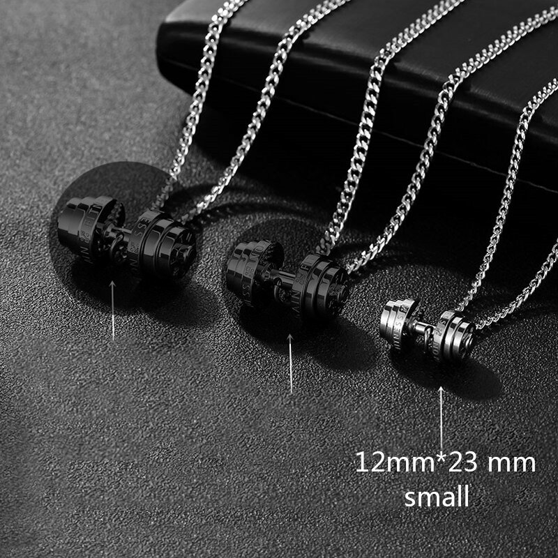 Bilanciere collana in acciaio color acciaio inossidabile coppia uomo pendenti Fitness sport uomo accessori Fitness gioielli sul collo orgoglio: small Steel / 50cm