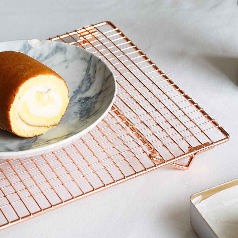 Rose Gold Stainless Steel Wire Cooling Rack Kitchen Baking Tool For Baking Fits Half Sheet Pans Cool Cookies Cakes Bread