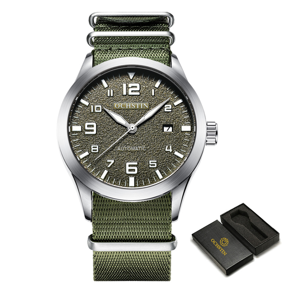 OCHSTIN Mann Mechanische Pilot Armbanduhren Luxus Selbst Wind Leder Mechaniker Männliche Uhr Auto Datum Relogio Masculino für Männer: Brown