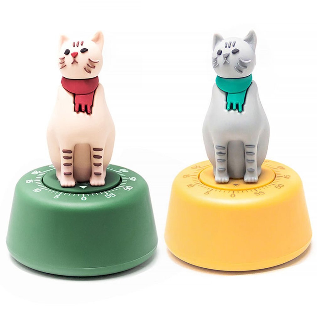 Lazy Cat Timer Lesson Time Manager Kitchen Timer Mechanical Reminder Cute Cartoon Timer Kitchen Tools