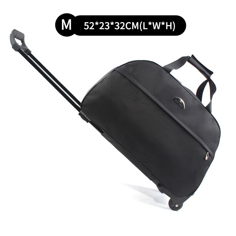 Portable Trolley Bag Rolling Suitcase Travel Luggage Storage Carry On Case Women Men Waterproof Business Boarding Bag On Wheels: Black M