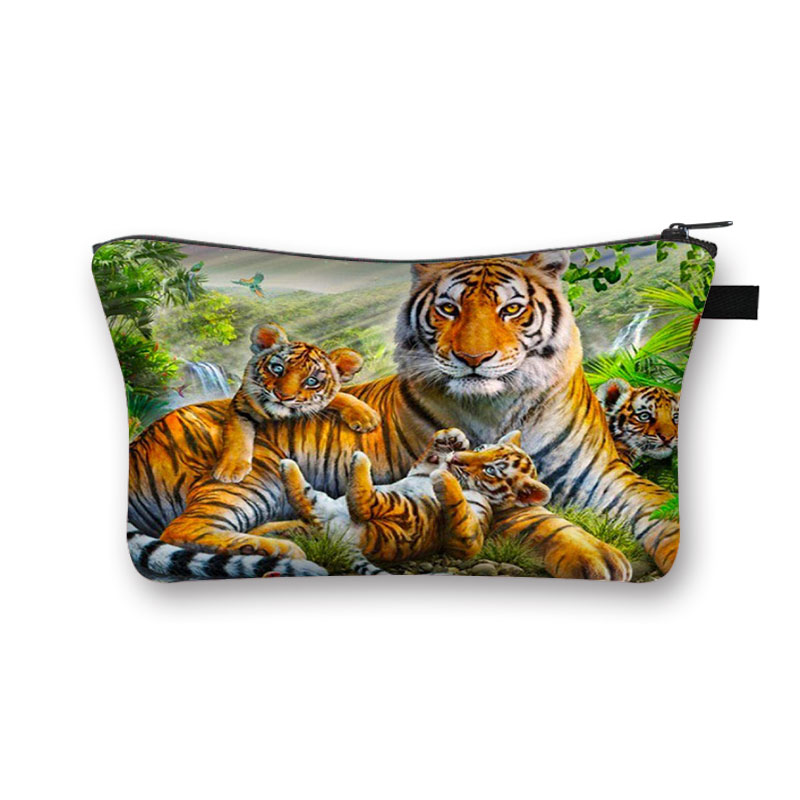 Biały nadruk tygrysa kosmetyczka moda kosmetyczka kosmetyczka torebka na suwak Organizer podróżna kosmetyczka kosmetyczka dziewczyny Mini torebka: shzbtiger5