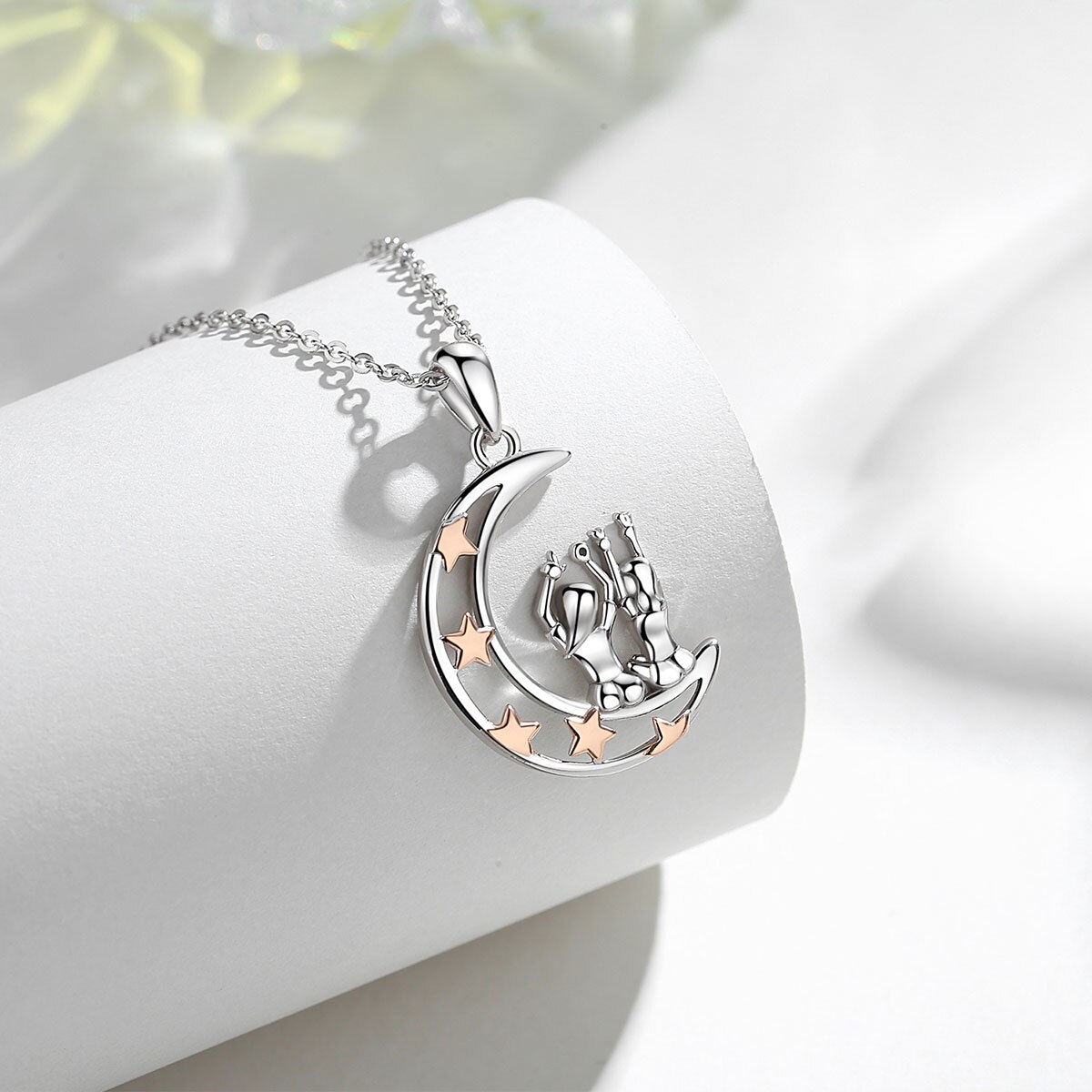 Eudora real 925 sterling silber gute schwester roségold anhänger liebesmond halskette schmuck für geburtstag box cyd 642