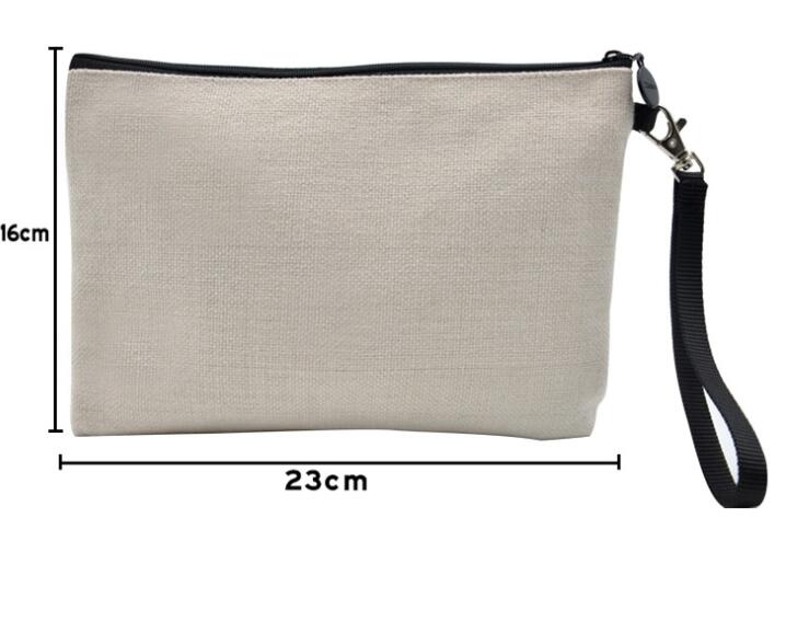 10 teile/los 23cm x 16cm Sublimation Leinen kosmetische taschen DIY frauen leer schlicht Reißverschluss machen-hoch tasche telefon Kupplung tasche