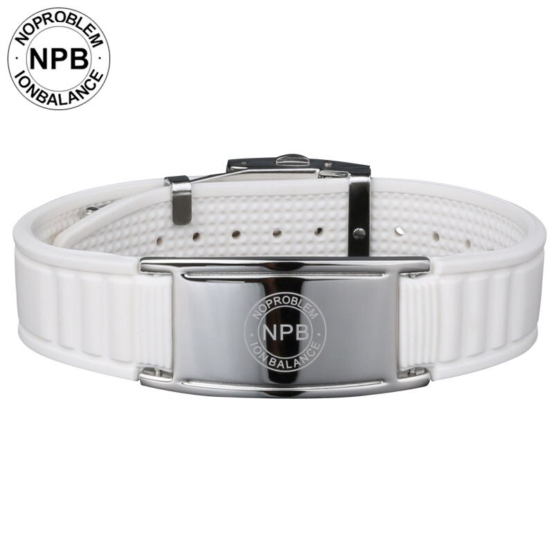 Noproblem Antifatigue Ion Balance Magneten Hologram Power Therapie Silicone Verstelbare Toermalijn Polsband Armband P035: P035white