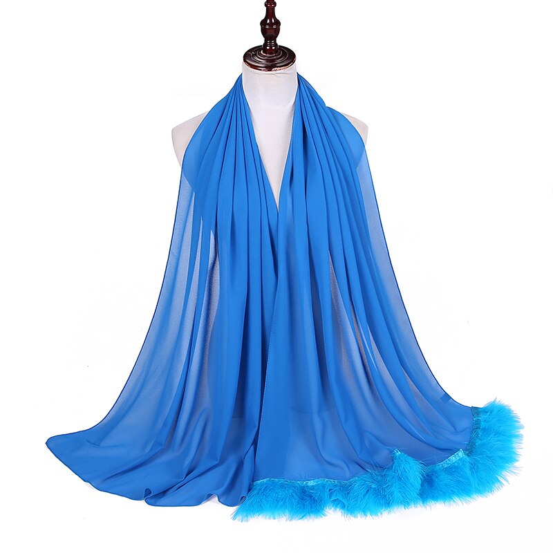 Veren chiffon sjaal hijab dons bubbelsjaal luxe populaire kwastjessjaals sjaal moslim sjaal 170 x 75cm