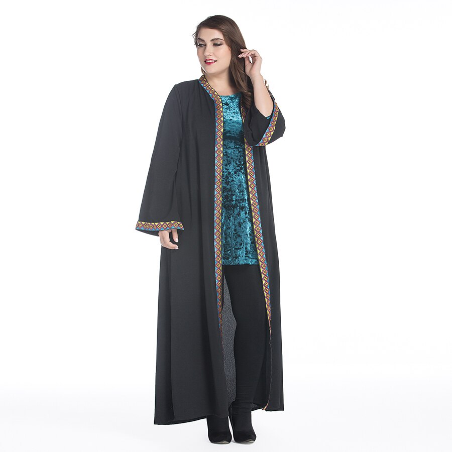Muslimsk kjole abaya i dubai islamisk tøj til kvinder jilbab djellaba kappe musulmane tyrkisk baju kappe kimono kaftan