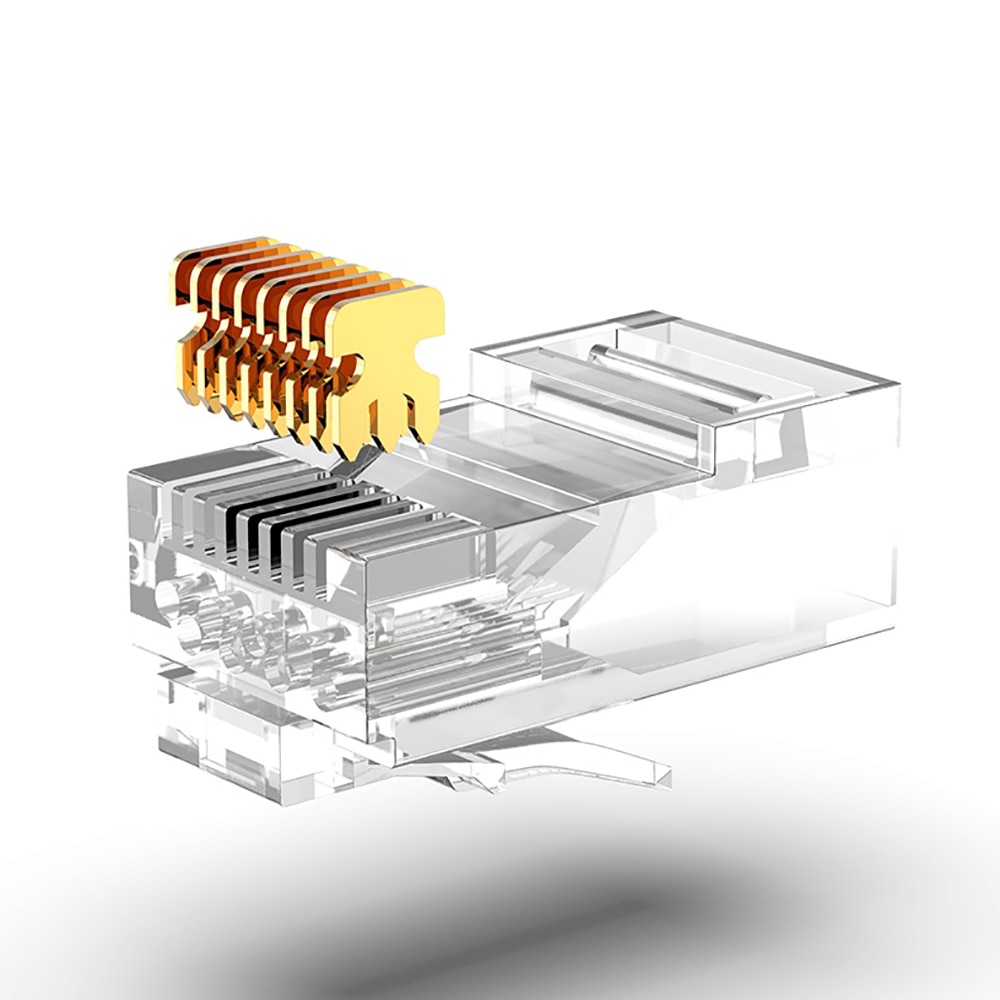 OULLX RJ45 Kontakter Cat6 UTP - Guldpläterad Genomföring Ethernet Kabelkontakter - 8P8C för Cat5e/Cat6