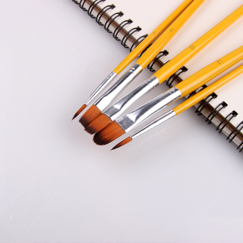 5 stk akvarel pensel træskaft nylon hår pen aluminium rør propylen maling kunst maler pensler forsyninger