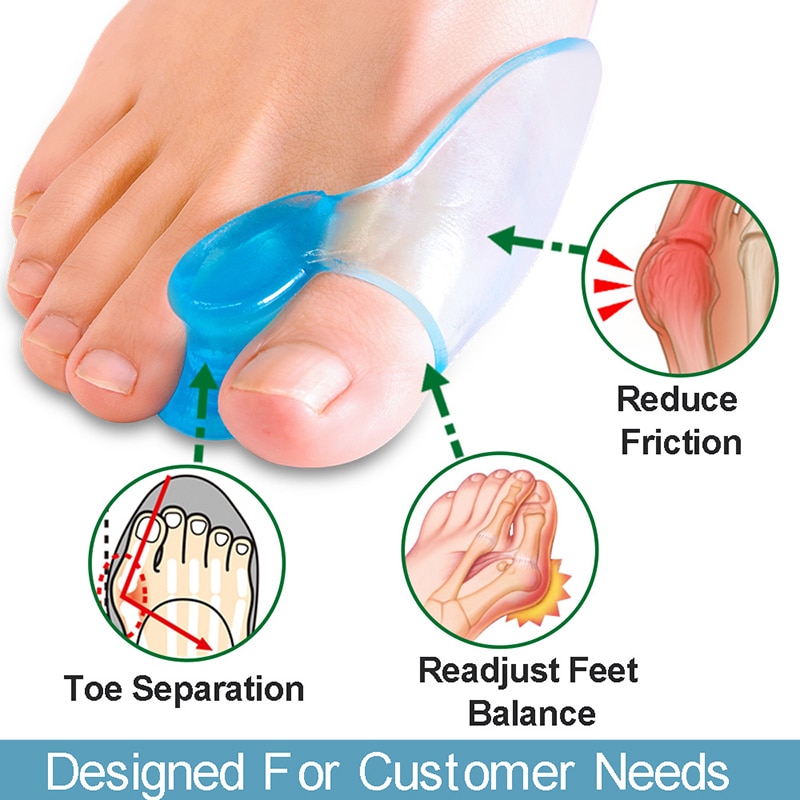 2pcs Big Toe Separator Bone Corrector Straightener Silicone Gel Foot Fingers Protector Bunion Adjuster Feet Massager