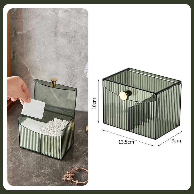 Qtip – distributeur de support transparent pour salle de bain, pot d'écouvillon/tampon/boule, conteneur, boîtes de rangement de cosmétiques pour vanité: Ivoire